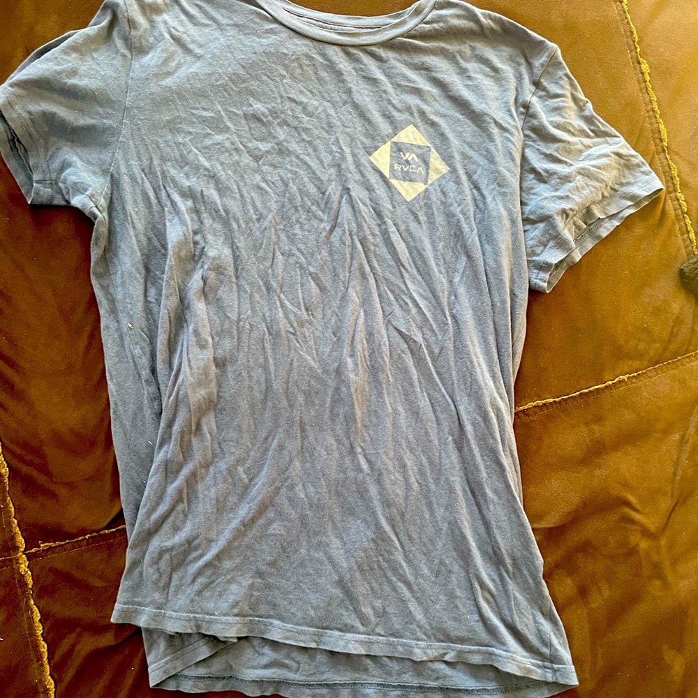 rvca large mens vintage wash blue shirt